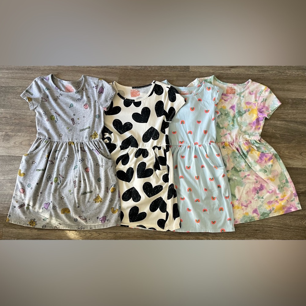Lot of 4 Cat & Jack Short Sleeve Dresses - Size M (8)